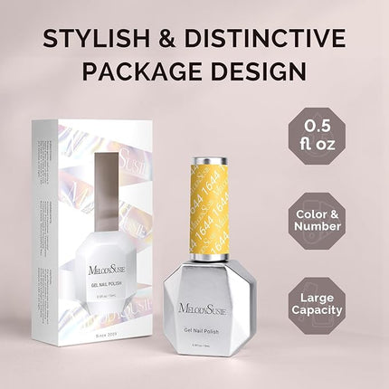 MelodySusie Jelly Yellow Gel Nail Polish,0.5fl oz Soak Off UV LED Bright Transparent Yellow Gel Polish Nail Art Manicure Salon DIY Nail Design Decoration at Home Christmas Gift for Women-1644