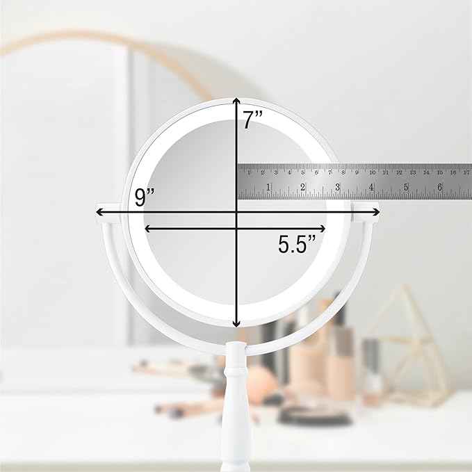 Zadro 9" Round LED Makeup Mirror with Lights and Magnification 5&10X/1X AA Battery Operated Swivel Lighted Makeup Mirror