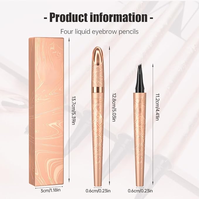 Microblading Eyebrow Pen, 2025 New Premium Waterproof Eyebrow Pencil, Eye Brow Pen with 4 Tip, Long-Lasting Natural Magic Eyebrow Makeup Fine Stroke Contouring Pencil Stay on All Day (Dark Brown)