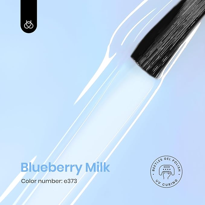Beetles Blue Jelly Gel Nail Polish, 1Pcs 15ml Blueberry Milk Nails Sheer Neutral Translucent Hazy Blue Gel Polish Soak Off Summer Nail Art Manicure Salon Home DIY Nail Uv Lamp 0.51 fl.Oz