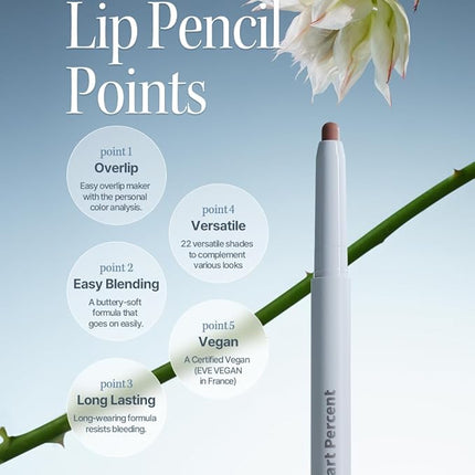 Heart Percent Dote On Mood Lip Liner Pencil, Long-Lasting Creamy Lip Crayon Smooth Lipliner Retractable Lipstick Overlip Line Color 0.8g, #17. Taupe Beige