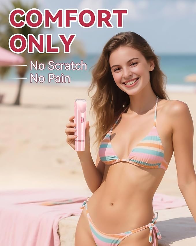 Dermawave Bikini Shaver 2.0, Electric Bikini Trimmer for Women Pubic Hair, 2 in 1 Dual Head Body Hair Electric Razor, Waterproof, Wet/Dry