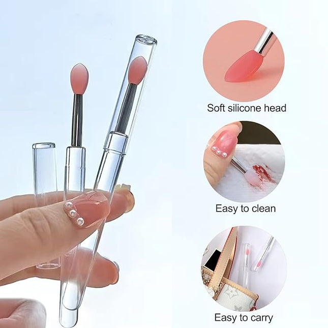 Lip Brush, 6PCS Silicone Lip Applicator Reusable Lip Mask Applicator, Silicone Retractable Lip Gloss Balm Applicator Eyeshadow Lip Scrub Brush Lip Applicators Disposable