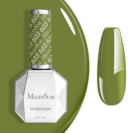 MelodySusie Green Gel Nail Polish,0.5fl oz Nails Soak Off UV LED Oliver Green Gel Polish Gift for Women Nail Art Manicure Salon DIY Nail Design Decoration at Home-603-A2303