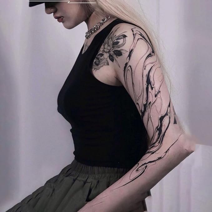 Large Temporary Tattoos Women Temporary Neck Tattoos Temporary Realistic Flower Chest Tattoo for Adults (TS03)