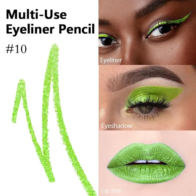 Kaely Gel Eyeliner Pencil for Women, Apple Green Eye Liner Waterproof Smudge Proof with Sharpener, Waterline Eye Makeup Liners, delineador de ojos contra el agua, Vegan & Cruelty-Free, 10