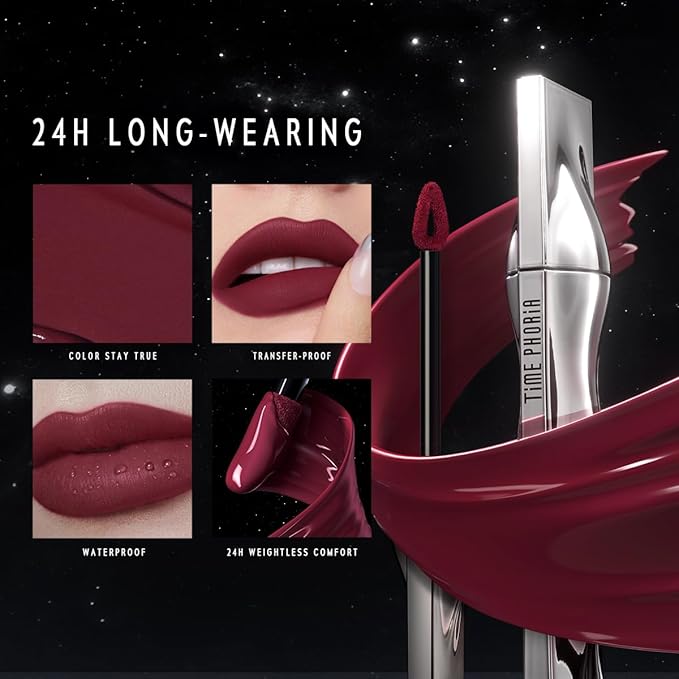 ETERNAL LIP MATTE-Long Lasting Lip Stain, Waterproof and Transferproof Lip Tint, Mask-friendly, Matte Finish Lipstick, Lightweight, High Coverage, Vivid Color (06 HEX)