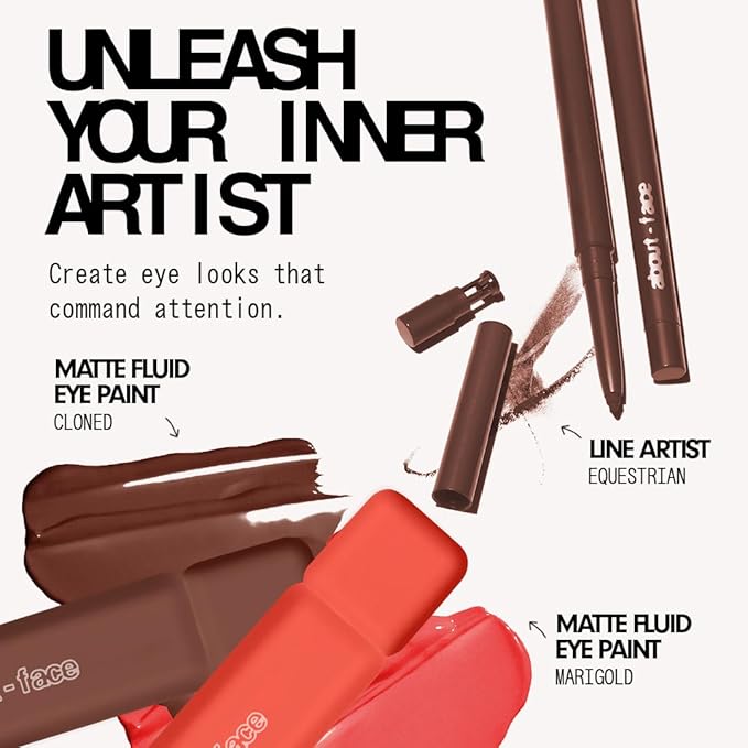 aboutface Matte Fluid Eye Paint Marigold – High-Pigment Liquid Eyeshadow, Long-Lasting, No-Budge Matte Finish, Vegan & Cruelty-Free (Bright Coral)