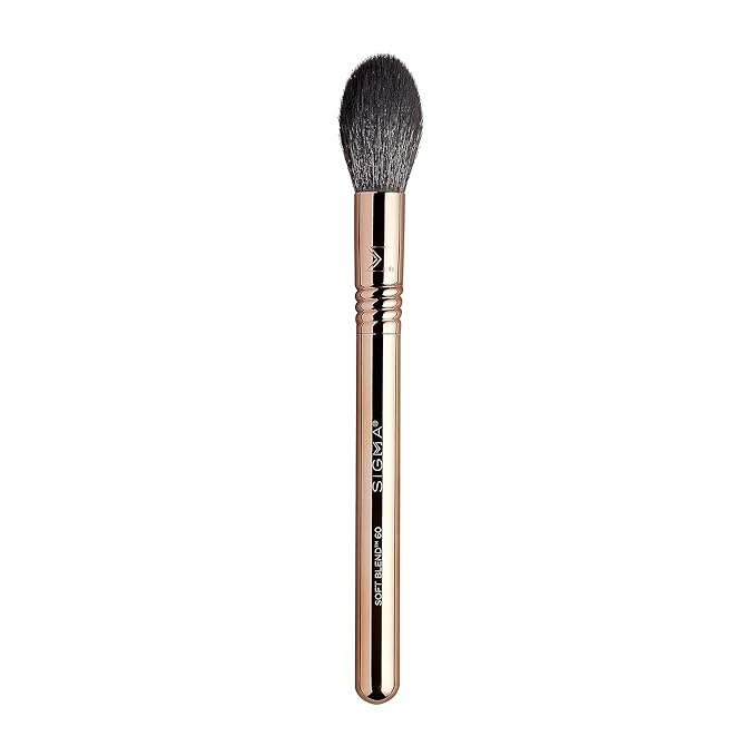Sigma Beauty Bloom + Glow Makeup Brush Set – Set of 3 Face Makeup Brushes for Blush, Contour, Bronzer, and Highlighter, Includes Stylish Rose Gold Small Makeup Bag (4 Pcs)