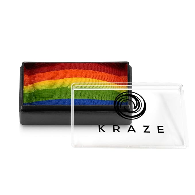 Kraze FX Dome Stroke - Really Rainbow (25 gm), Professional 1-Stroke Split Cake, Hypoallergenic, Non-Toxic, Water Activated Face & Body Painting Makeup Supplies for Sensitive Skin, Kid Safe, Adults