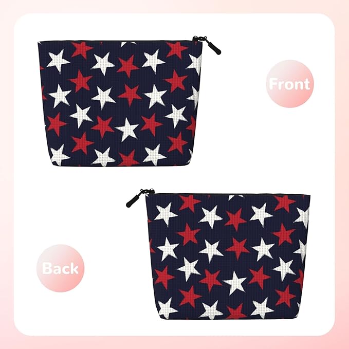 MOLAIGIN Patriotic Independence Day Usa Flag Freedom Stars Cosmetic Bag For Women, Travel Makeup Bag, Toiletry Zipper Bag, Large Capacity Aesthetic Cases