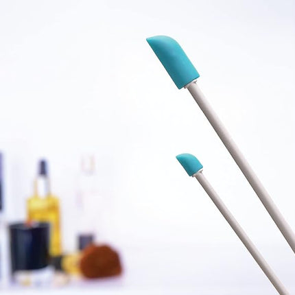 S&T INC. Makeup Spatula, Large and Mini Silicone Spatula Set for Cosmetics, Shampoo, Hair Care, and Skin Care Products, 2 Piece Set, Grey/Teal