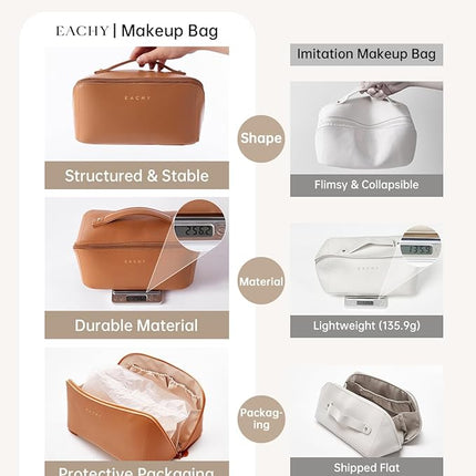EACHY Travel Makeup Bag,Large Capacity Cosmetic Bags for Women,Waterproof Portable Pouch Open Flat Toiletry Bag Pattern Makeup Bag