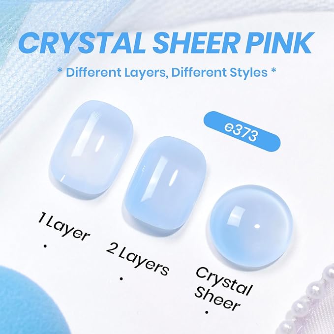 Beetles Blue Jelly Gel Nail Polish - 15ml Blueberry Milk Nails Sheer Neutral Translucent Hazy Blue Gel Polish Soak Off UV Summer Nail Art Manicure Salon Home DIY Gift for Manicure Women