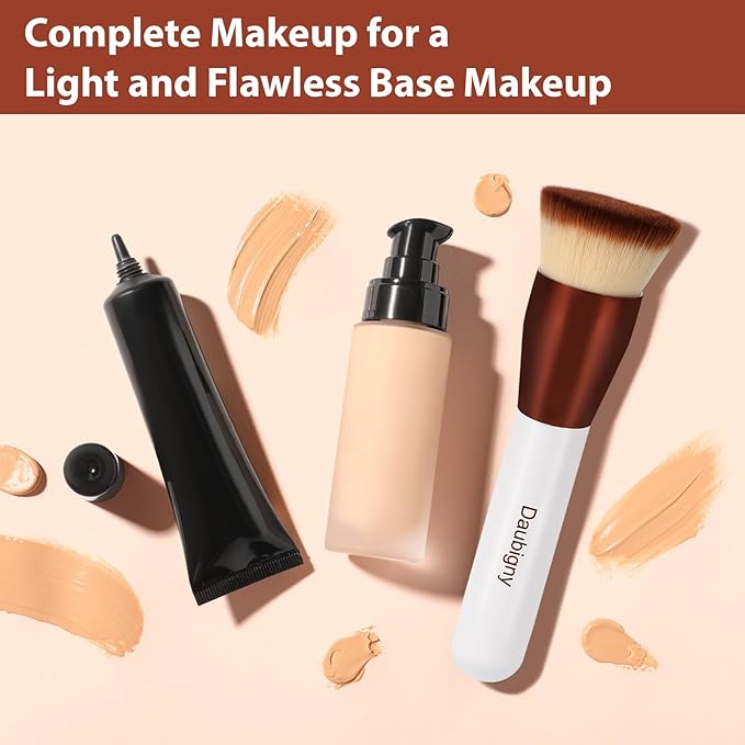 Daubigny 1.5" Top Diameter Foundation Brush - Premium Makeup Brush, Perfect For Liquid Makeup, Cream, Buffing, Blending (White Gold)