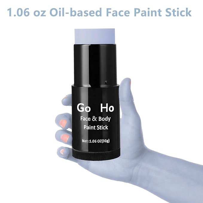 Go Ho Cream-Blendable Light Grey Face Paint Stick,Full-coverage Grey Body Paint Stick for Adults Children Halloween Cosplay SFX Vampire Zombie Makeup,Waterproof Gray Body Paint Stick