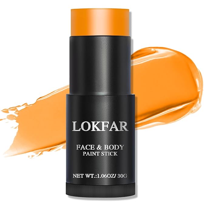 Orange Face Body Paint Stick, Eye Black Stick for Sports, Waterproof Full-Coverage Orange Face Makeup for Halloween Pumpkin Cheetah Lion Tiger Cosplay Makeup