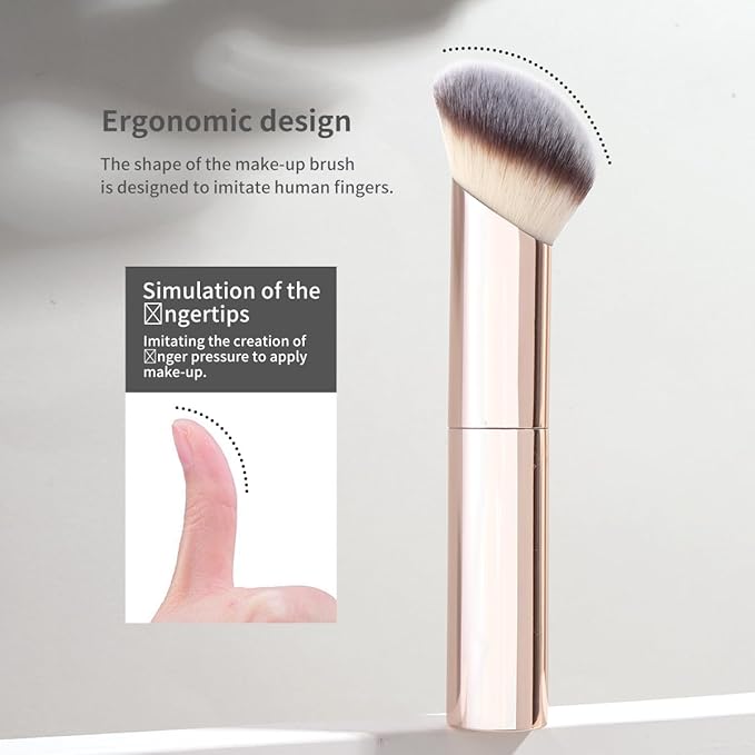 MAANGE 8 Pcs Makeup Brushes with Bag, Double-End Multi-functional Makeup Brushes for Blending Liquid Powder Concealer Cream Blush Buffe (Gold)