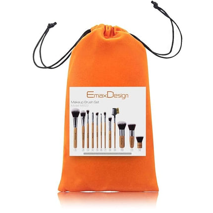 12 Pieces Makeup Brush Set Professional Bamboo Handle Premium Synthetic Kabuki Foundation Blending Blush Concealer Eye Face Liquid Powder Cream Cosmetics Brushes Kit With Bag