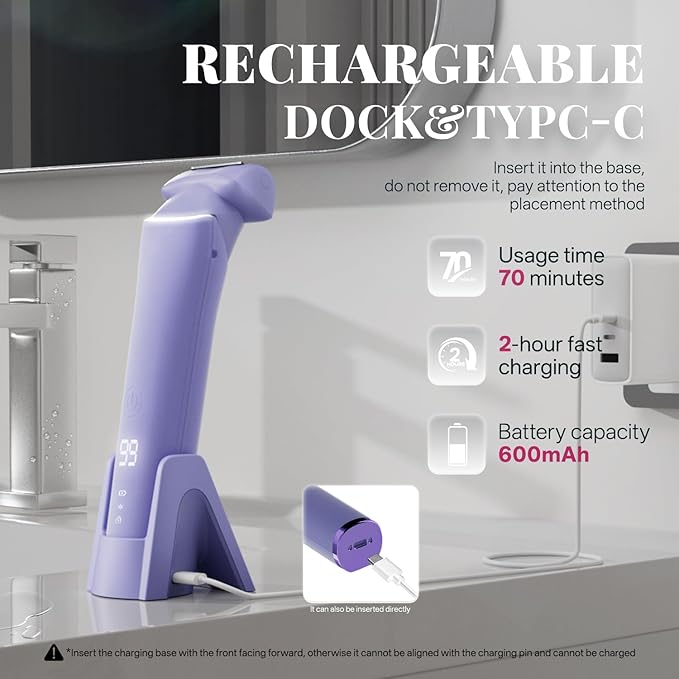 krofaue Women Electric Shaver - Cordless Waterproof Body Foil Shavers, Dry & Wet Electric Razors for Women with LED Display USB Charge Dock Purple