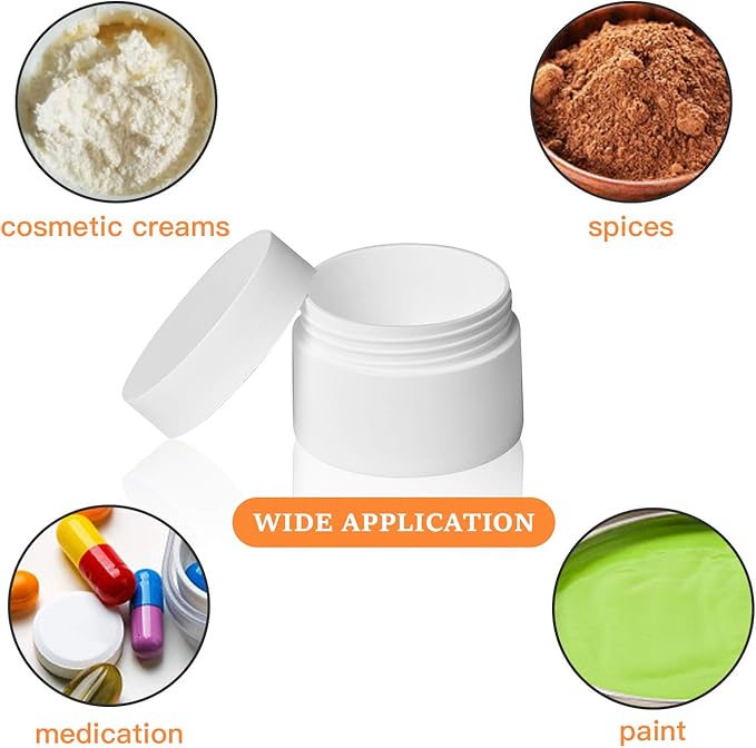 Plastic Containers Akamino White Plastic Lotion Jar with Inner Liners and Dome Lids for Make-up Cosmetic, Creams, Lotions, Refillable Travel Airtight Container Storage (1.25 Oz, 37 ML, 12 PCS)