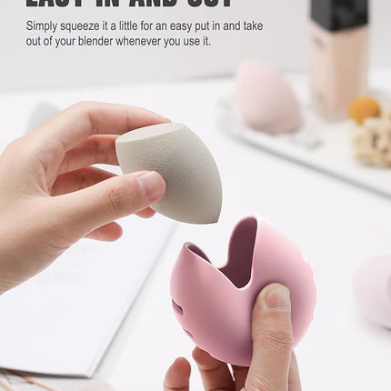 FERYES 2 PCS Makeup Sponge Holder – Shatterproof Eco-Friendly Silicone Beauty Make Up Blender Case for Travel