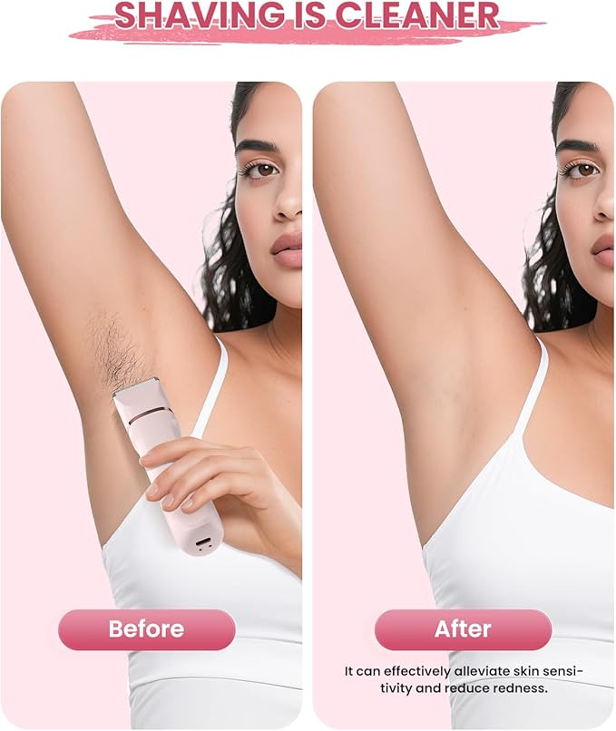 Bikini Trimmer for Women - 5 in 1 Painless Electric Razors for Ladies Pubic Facial Nose Body Leg Hair Removal, Waterproof Electric Shaver for Women Private Area Sensitive Skin,Personal Hair Trimmer