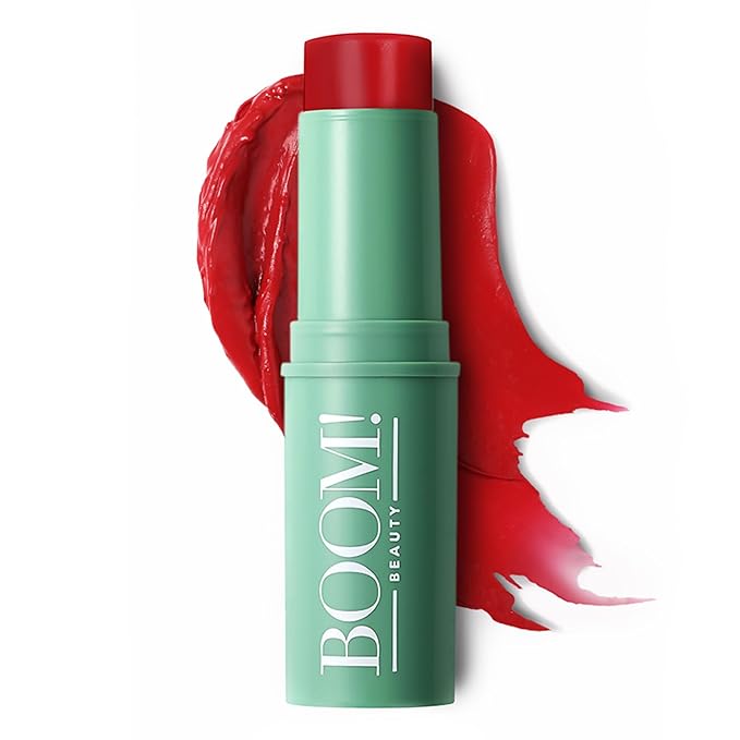 BOOM! by Cindy Joseph Boom Stick Parisian Red: 3-in-1 Cream Blush Stick for Eyes, Lips & Cheek, Long-Wearing Blendable & Building Color Vegan Lipstick Pen for All Skin