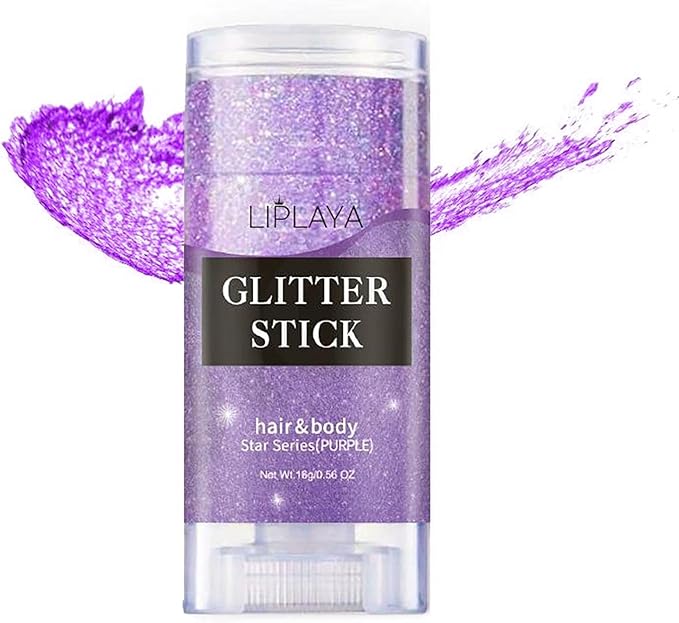 Body Glitter Stick, Singer Concert Music Halloween Rave Festival Purple Costume Accessories Makeup Glitter Stick.