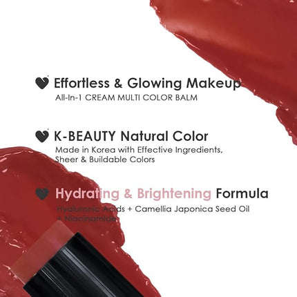 glowiest EFFORTLESS GLOW CAMELLIA MULTI-BALM (Sun-Kissed Berry, One size) - Korean Multi-Balm for Lips & Cheeks, Camellia Oil Glow Stick with Brush, Natural Dewy Look, Easy On-the-Go Makeup