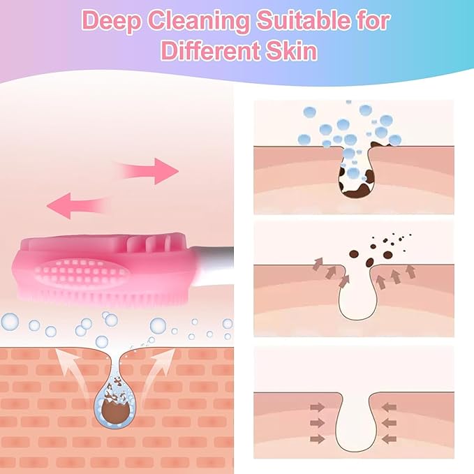 2pcs Silicone Face Scrubber Face Mask Brush Exfoliating Lip Cleansing Facial Cleansing/Wash Brush Exfoliator Blackhead Skin Care Tool Makeup Removes Dead & Dry Skin for Women Men