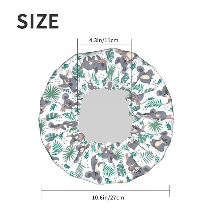 Funny Koala Shower Cap For Women Reusable Waterproof Double Layers Bath Cap Hair Protection Elastic Ladies Spa Salon Shower Hat