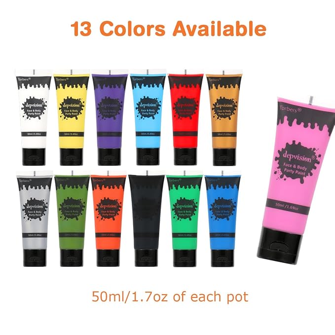 Depvision Face and Body Paint 1.7oz Cream Makeup 50ml Water Based Face Painting Special Effects For Adults Children Kids Halloween Christmas Party Stage Cosplay (Pink)