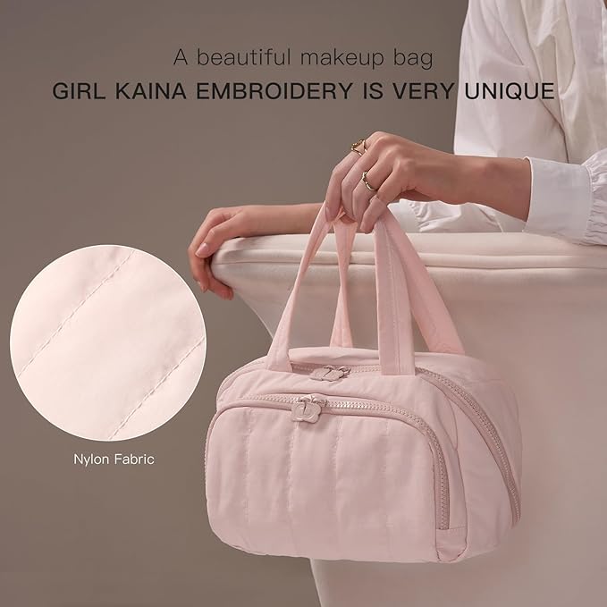 Makeup bag, Large Capacity Cosmetic Bag for Women, Portable Wide-open Toiletry Bag, Travel Makeup Bag with TPU Compartments for Accessories, Essentials, Toiletries, Makeup Brush Bag