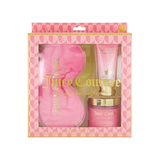Juicy Couture Spa Sleep Set – includes Vanilla Dream Sugar Scrub, Vanilla Dream Hand Cream, & Sleep Eye Mask