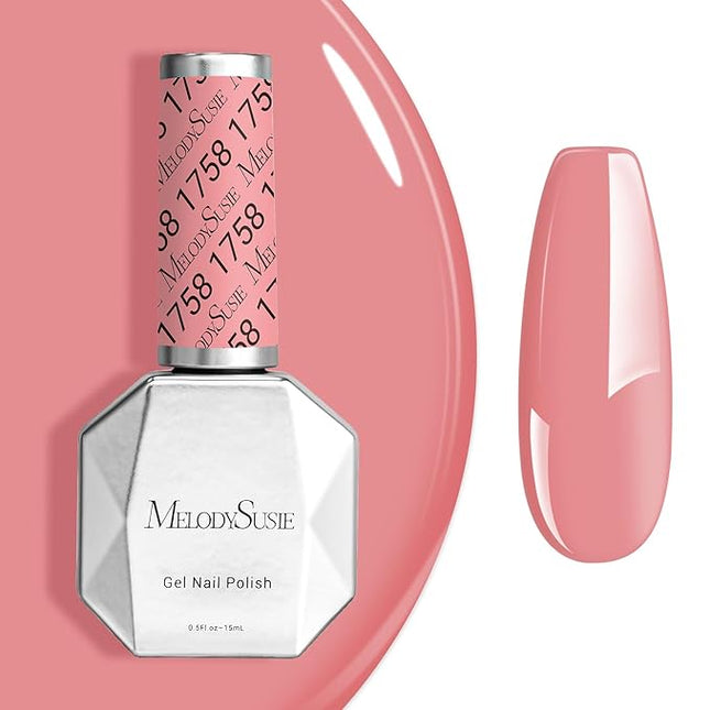 MelodySusie Pink Gel Polish,0.5fl oz Baby Pink Soak Off UV LED Nude Pink Gel Polish Gift for Women Nail Art Manicure Salon DIY Nail Design Decoration at Home-1758