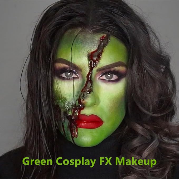 Go Ho Water Based Green Face Body Paint Stick,Non-Toxic Face Painting,Easy-to-use Facepaint for Halloween Costumes Cosplay SFX Hulk Gamora Witch Clown Makeup,0.63oz