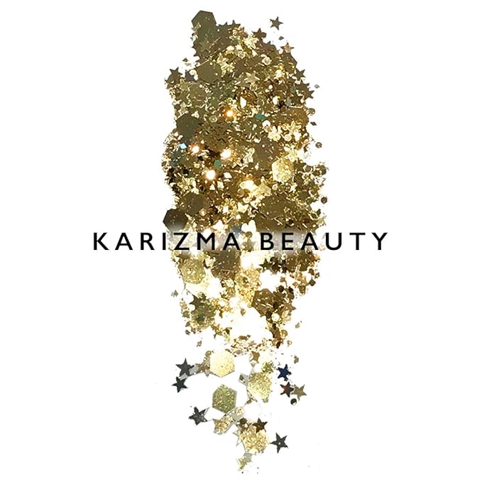 Gold Rockstar Chunky Glitter ✮ Large 30g Jar KARIZMA BEAUTY ✮ Festival Glitter Cosmetic Face Body Hair Nails