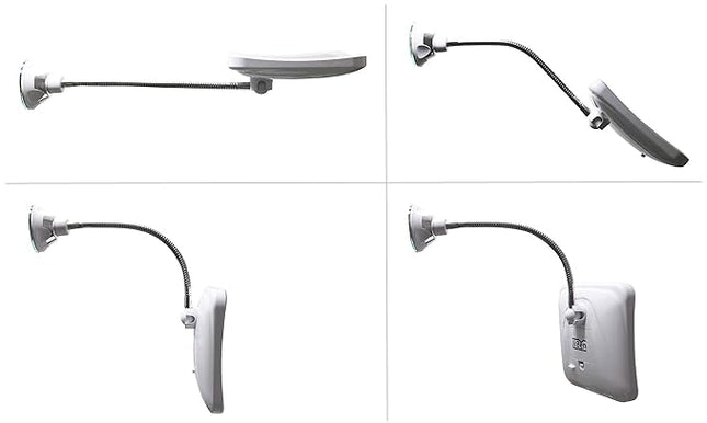 JiBen Square Flexible Gooseneck LED Lighted 10X Magnifying Makeup Mirror, Power Locking Suction Cup, Bright Diffused Light, 360 Degree Swivel, Portable Cordless Travel and Home Bathroom Vanity Mirror