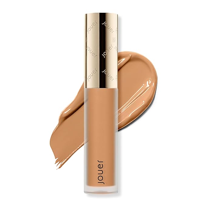 Jouer Essential High Coverage Liquid Concealer - Brightening Concealer - Color Corrector for Under Eye Dark Circles, Spot Coverage, and Eye Primer - Soft Matte Finish, Butterscotch