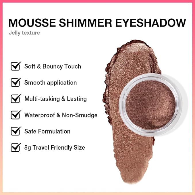 Cream Glitter Brown Shimmer Metallic Eyeshadow Palette Makeup, Natural Single Mini Instant Holographic Eyeshadow For Women, Sombras Crema Para Ojos, Talc, Paraben & Cruelty Free