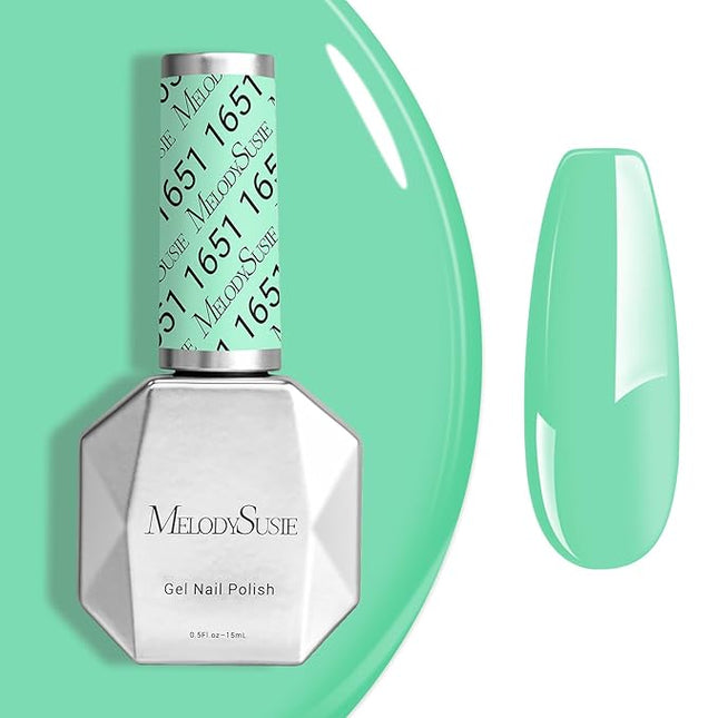 MelodySusie Mint Green Gel Nail Polish,0.5fl oz Nails Soak Off UV LED Bright Green Gel Polish Gift for Women Nail Art Manicure Salon DIY Nail Design Decoration at Home-1651