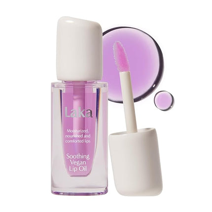 Laka Soothing Vegan Lip Oil, 4.5g/0.15oz., Nourishing Formula with Jojoba Seed Oil for Healthy Lips, Cracked and Chapped Lips, Vegan, K-Beauty (#Calming Purple)