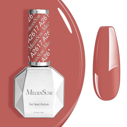 MelodySusie 0.5fl oz Red Brown Gel Nail Polish, Nails Soak Off UV LED Cinnamon Red Gel Polish Gift for Women Nail Art Manicure Salon DIY Nail Design Decoration at Home-A2617