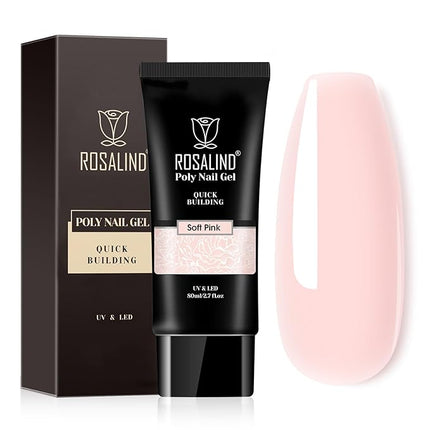 ROSALIND White Poly Extension Gel, 2.7 oz White Poly Nail Gel for Nail Art Decoration, Builder Pink Nail Thickening Extension Easy to DIY Use at Home Need UV Lamp