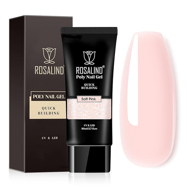 ROSALIND White Poly Extension Gel, 2.7 oz White Poly Nail Gel for Nail Art Decoration, Builder Pink Nail Thickening Extension Easy to DIY Use at Home Need UV Lamp