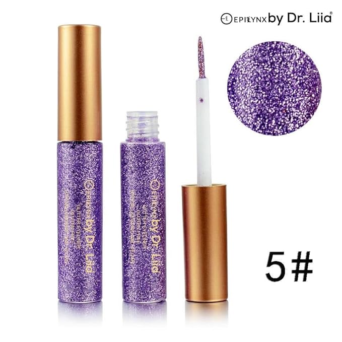 by Dr. Liia Hypoallergenic Eyeliner, Glitter Liquid Eyeliner I Gluten Free and Vegan for Sensitive Skin (5: Purple)
