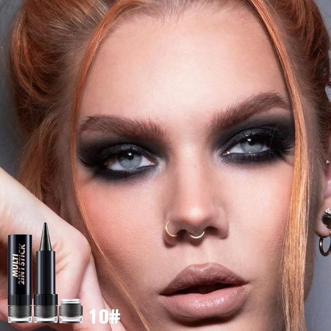 Black Eye shadow & Eyeliner Stick 2-in-1, Cream Eyeshadow Pencil + Gel Eyeliner | Waterproof, Smudge-Proof Eye Makeup Crayon for woman, Face & Lip | Twist-Up Eye Shadow Pen (charcoal night)