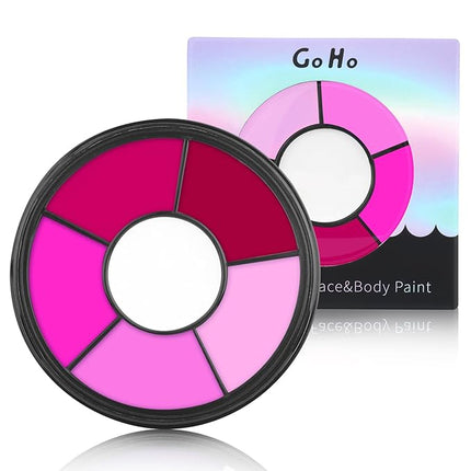 Go Ho 6 Colors Hot Pink Face Body Paint,Cream Washable Formula Face Paint for Halloween Cosplay,Body Paint SFX Makeup Palette,Professional Face Paint Makeup
