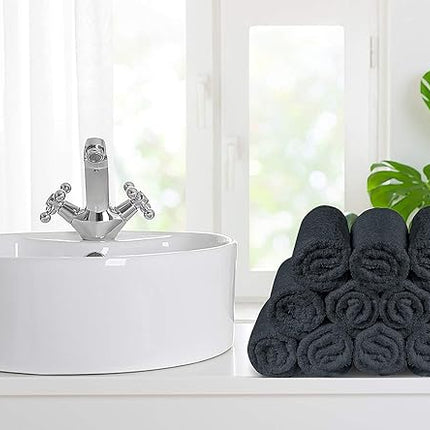 Softolle 100% Cotton Washcloths 24 Pack (12x12 Inches) Soft, Highly Absorbent Washcloth, Face Towels, Wash Cloths for Face, Ring Spun, Bulk Pack (Grey)